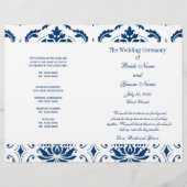 Blue Damask Wedding Program (Voorkant)