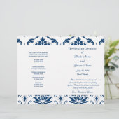 Blue Damask Wedding Program (Staand voorkant)