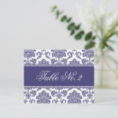 Blue Damask Wedding Table Number Briefkaart (Staand voorkant)