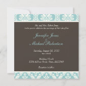 Blue Damask Wedding Uitnodiging (Achterkant)