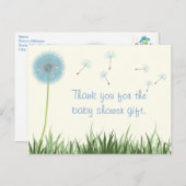 Blue Dandelion Bedankt Briefkaart (Voorkant / Achterkant)