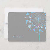 Blue Dandelions Love Hearts Mariage Carte de remer (Dos)