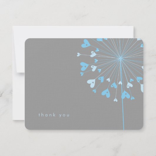 Blue Dandelions Love Hearts Mariage Carte de remer (Dos)