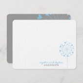 Blue Dandelions Love Hearts Mariage Carte de remer (Devant / Derrière)