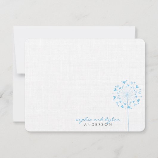 Blue Dandelions Love Hearts Weddenschap Hartelijk  Bedankkaart (Voorkant)
