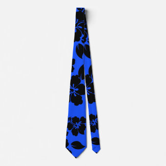 Blue Dark Hawaiian Pattern Stropdas