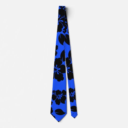 Blue Dark Hawaiian Pattern Stropdas (Voorkant)