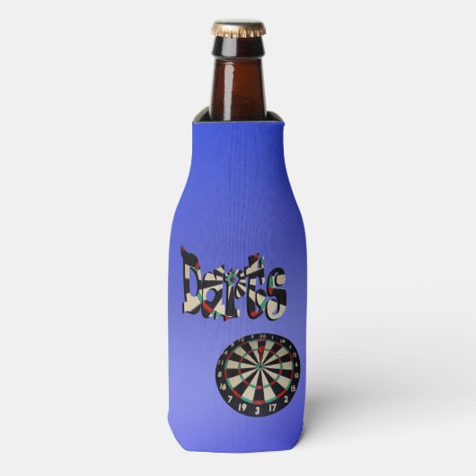 Blue Darts Logo Dartboard Design Flesjeskoeler (Fles Voorkant)
