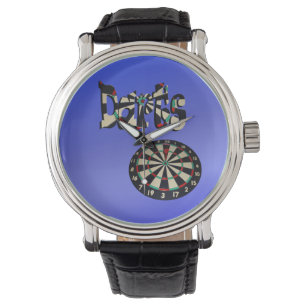 Blue Darts Logo Dartboard Design Horloge