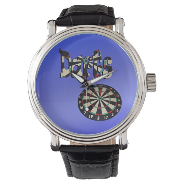 Blue Darts Logo Dartboard Design Horloge (Voorkant)