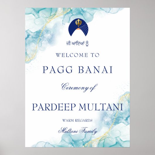 Blue Dastar bandi welkom bord Poster (Voorkant)