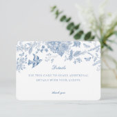 Blue De Toile Jouy Détails Carte Invitation Insert (Debout devant)