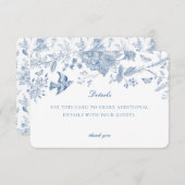 Blue De Toile Jouy Détails Carte Invitation Insert (Devant / Derrière)