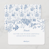 Blue de Toile Jouy Details Kaart Uitnodiging Invoe (Voorkant / Achterkant)