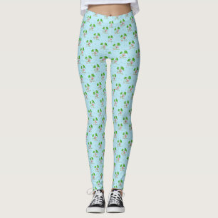 Blue Deck The Palms Tropical Christmas Santa Flami Leggings