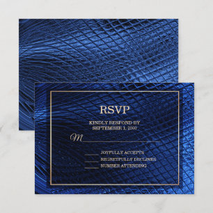 Blue Décoratif Moderne Mariage Abstrait Carte RSVP