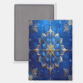 Blue Decorative Christmas Holiday Magnet Magneet (Voorkant / Achterkant)