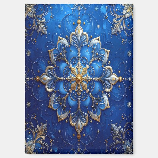 Blue Decorative Christmas Holiday Magnet Magneet (Voorkant)