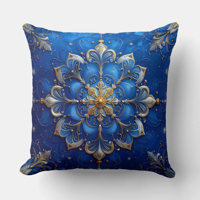 Blue Decorative Christmas Throw Pillow Kussen (Voorkant)
