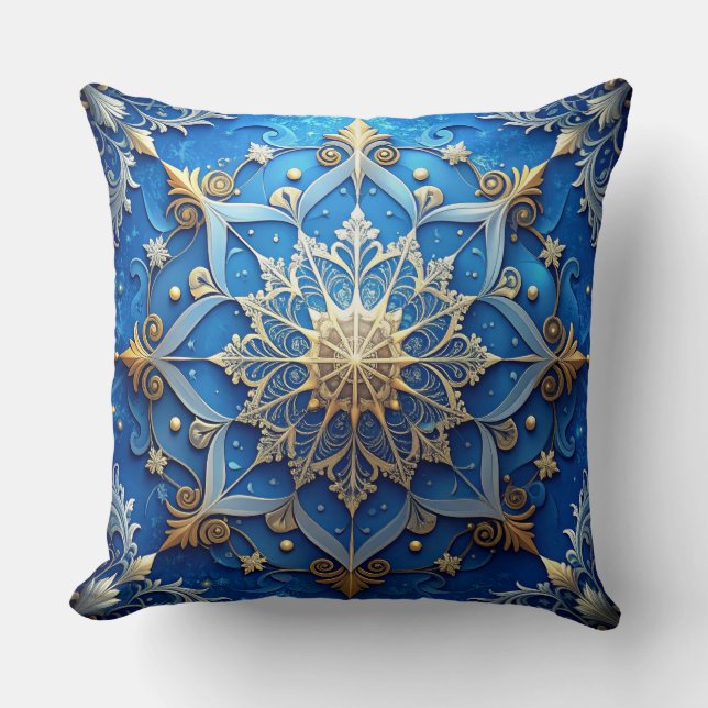 Blue Decorative Christmas Throw Pillow Kussen (Voorkant)