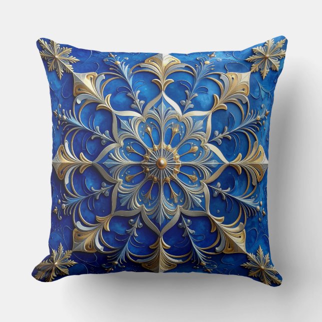 Blue Decorative Christmas Throw Pillow Kussen (Voorkant)