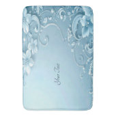 Blue Decorative Floral Bath Mat (Voorkant Verticaal)