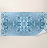 Blue Decorative Floral Beach Towel Strandlaken (Voorkant)