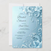 Blue Decorative Floral Bridal Shower Kaart (Voorkant)