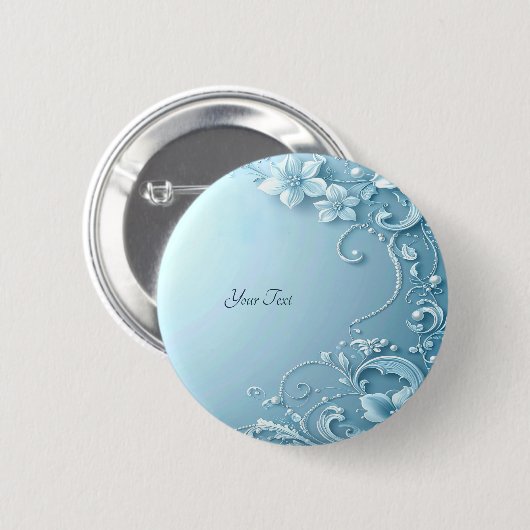 Blue Decorative Floral Button (Voorkant /achterkant)