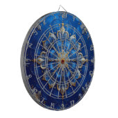 Blue Decorative Floral Dartboard Dartbord (Voorkant Links)
