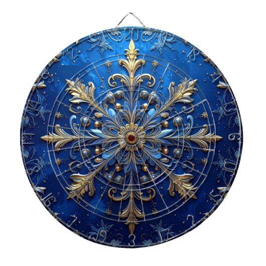 Blue Decorative Floral Dartboard Dartbord (Voorkant)