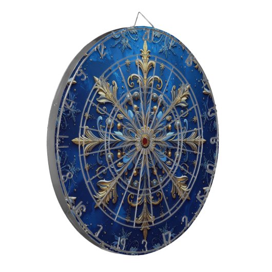 Blue Decorative Floral Dartboard Dartbord (Voorkant Links)