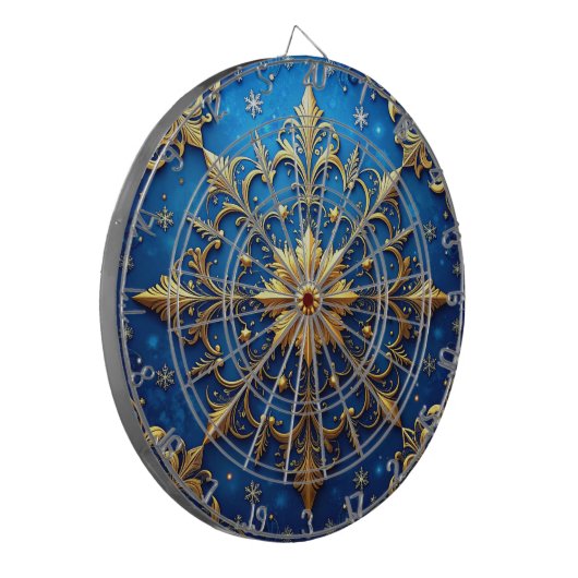 Blue Decorative Floral Dartboard Dartbord (Voorkant Links)
