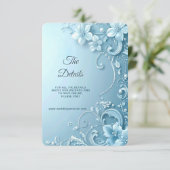 Blue Decorative Floral Detail Enclosure Informatiekaartje (Staand voorkant)