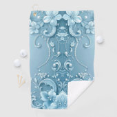 Blue Decorative Floral Golf Towel Golfhanddoek (Insitu)