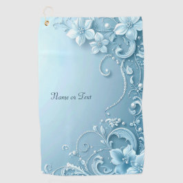 Blue Decorative Floral Golf Towel Golfhanddoek