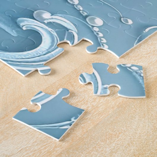 Blue Decorative Floral Jigsaw Puzzle (Côté)