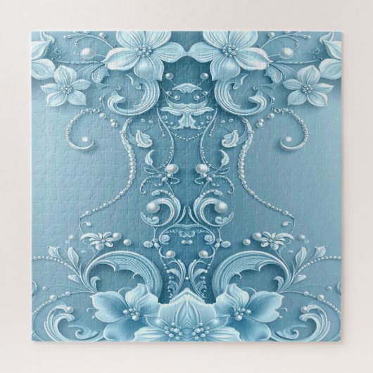Blue Decorative Floral Jigsaw Puzzle (Vertical)