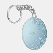 Blue Decorative Floral Keychain (Voorkant Links)