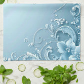 Blue Decorative Floral Kitchen Towel Theedoek (Gevouwen)