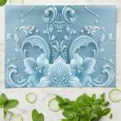 Blue Decorative Floral Kitchen Towel Theedoek (Gevouwen)
