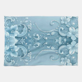 Blue Decorative Floral Kitchen Towel Theedoek (Horizontaal)