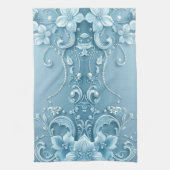 Blue Decorative Floral Kitchen Towel Theedoek (Verticaal)