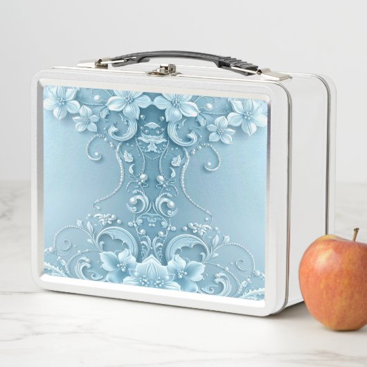 Blue Decorative Floral Lunchbox (En situation)