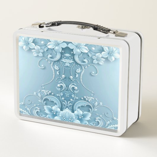 Blue Decorative Floral Lunchbox (Dos)