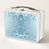 Blue Decorative Floral Lunchbox (Devant)