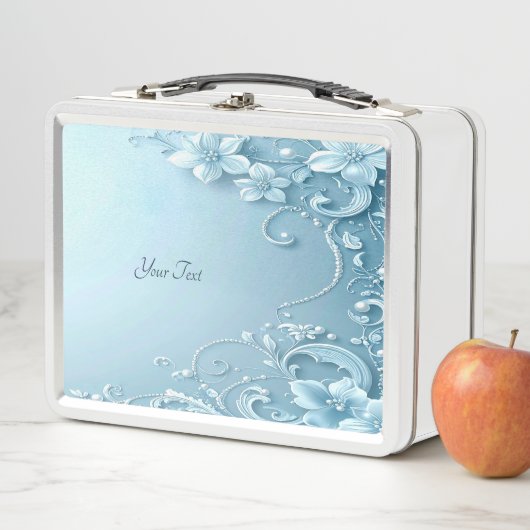 Blue Decorative Floral Lunchbox (En situation)