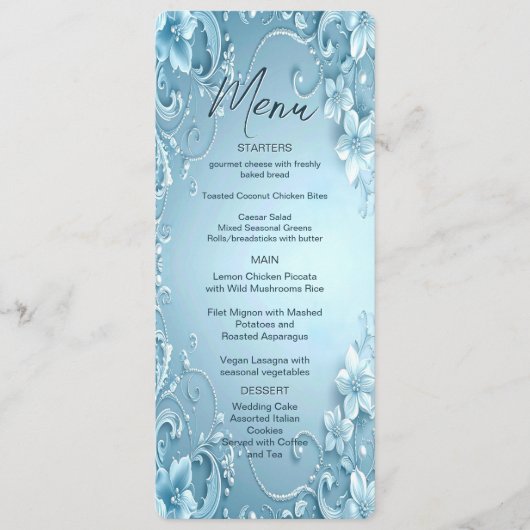 Blue Decorative Floral Menu (Voorkant)