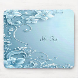 Blue Decorative Floral Mousepad Muismat