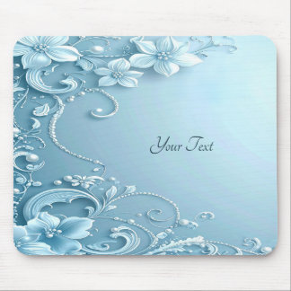 Blue Decorative Floral Mousepad Muismat